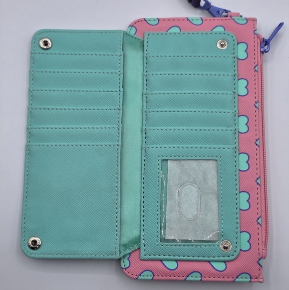 The Tiny World of Polly Pocket Teal & Pink Heart Pattern Coin & Card Clutch - Picture 3 of 8